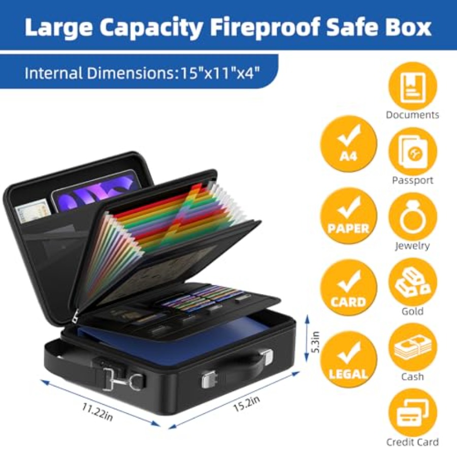 Fireproof Document Box with Lo - Fire Safe Document recensione e prezzo