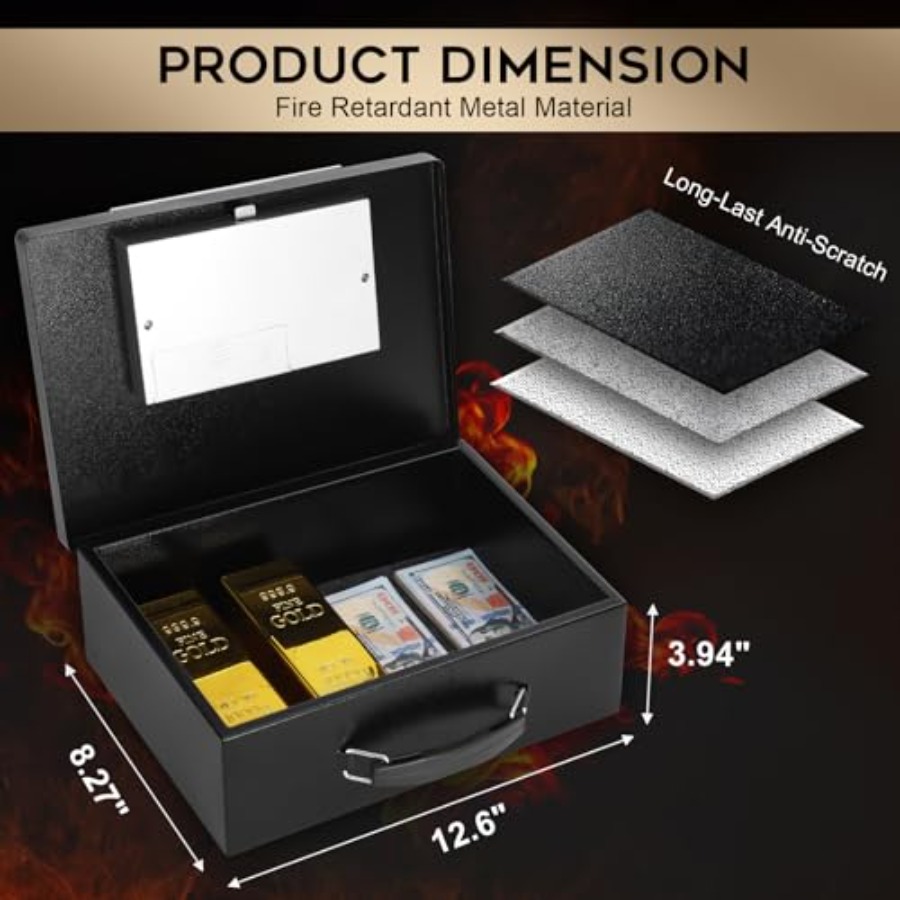 Portable Metal Safe Box with D - Fire Safe Document recensione e prezzo