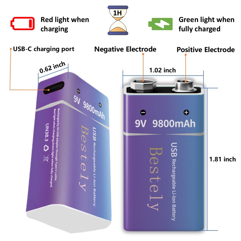 Rechargeable 9V Battery, 9800m - Smoke Detector Interconnected recensione e prezzo