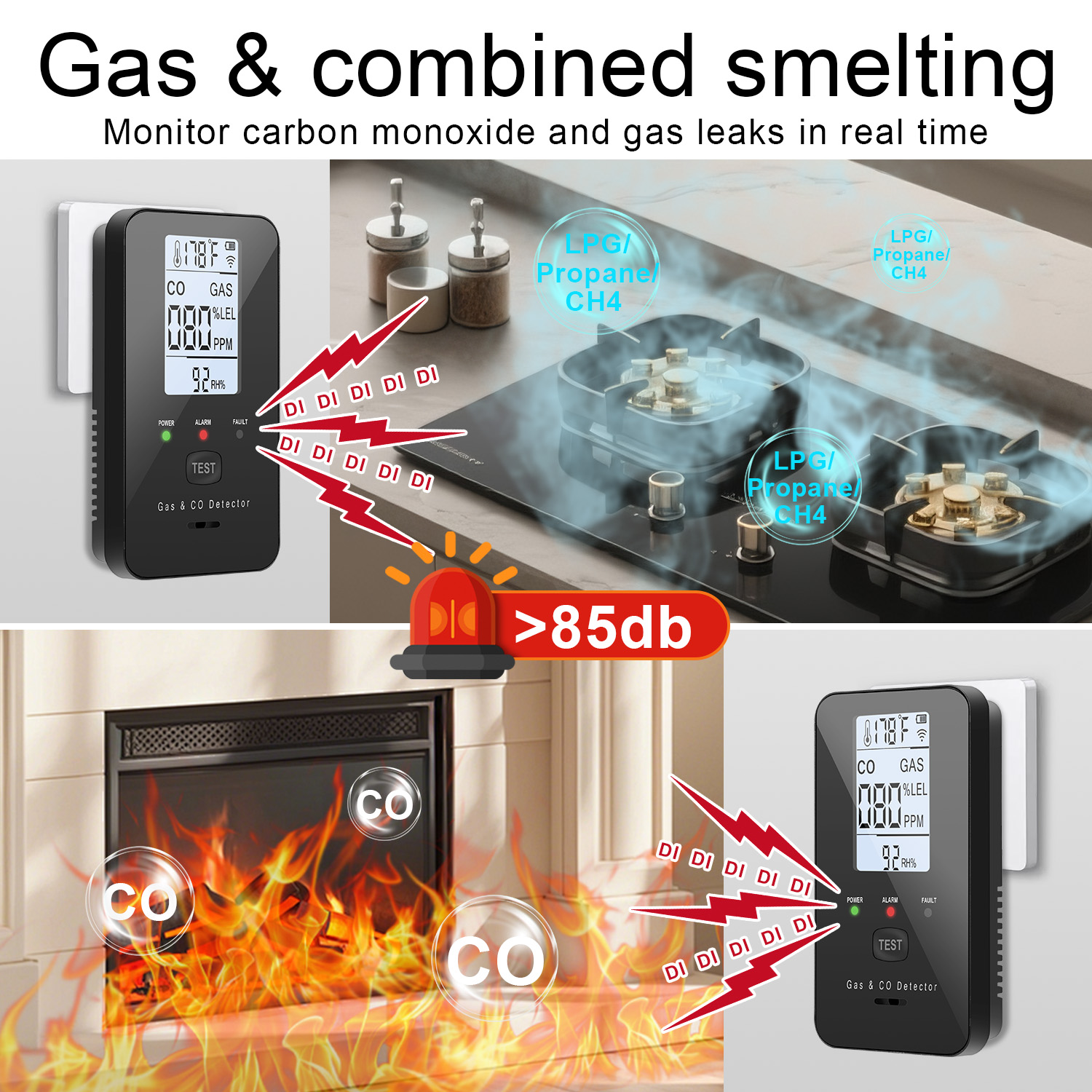 Natural Gas & Carbon Monoxide  - Co Detector Plug recensione e prezzo