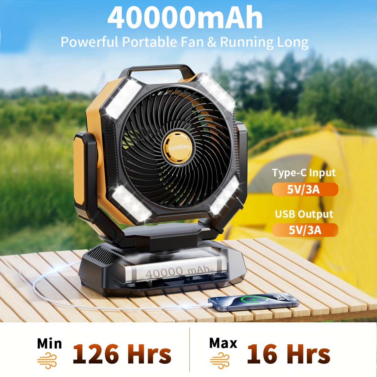 coldSky  Camping Fan, Battery  - Power Outage Light recensione e prezzo