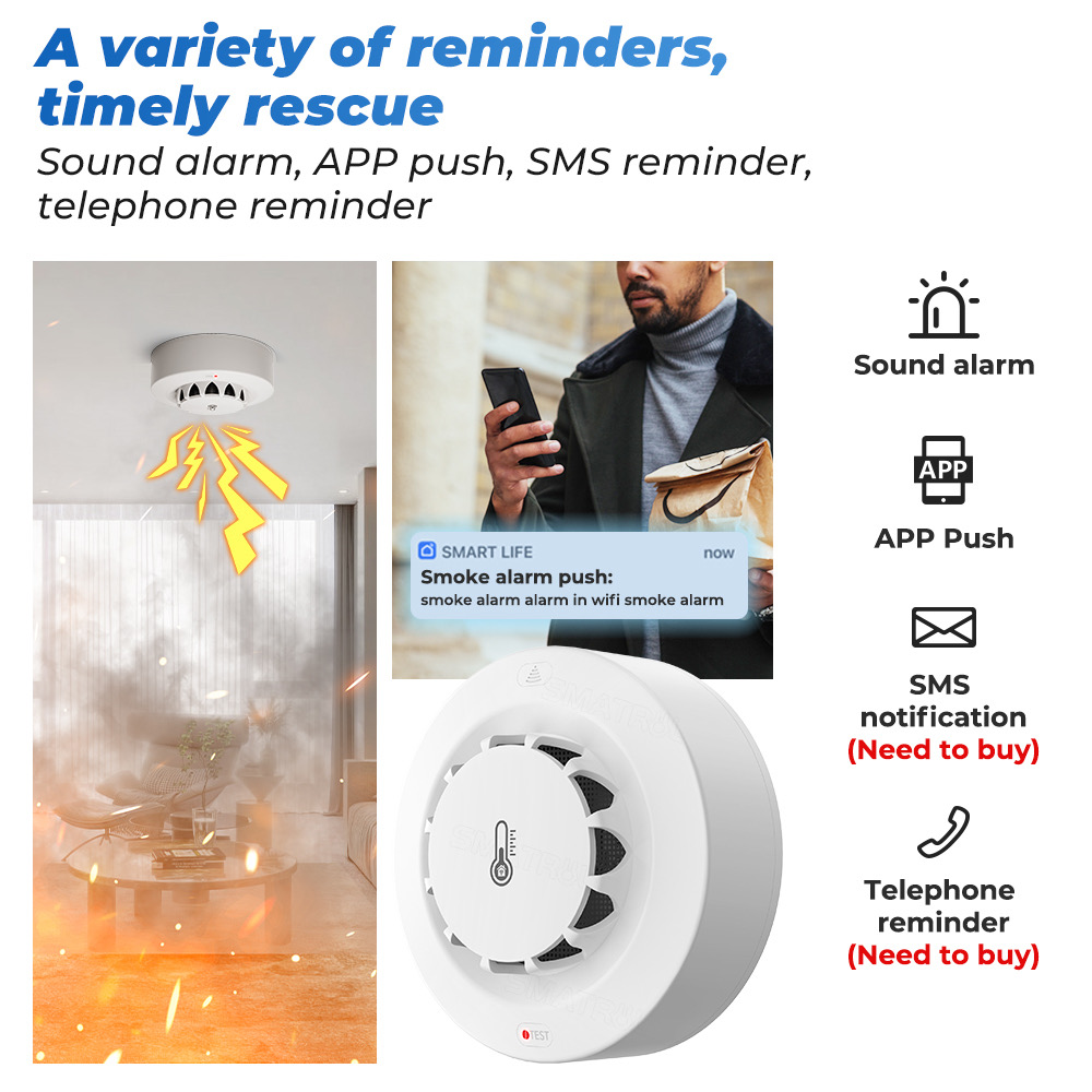 Tuya WiFi Smoke Alarm Temperat - Smoke Detector Interconnected recensione e prezzo